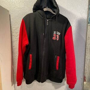 Jordan Black and Red Hooded Varsity Jacket with '23' Patch